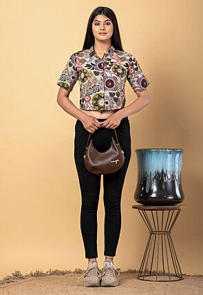 Digital Printed Cotton Crop Top in Multicolor