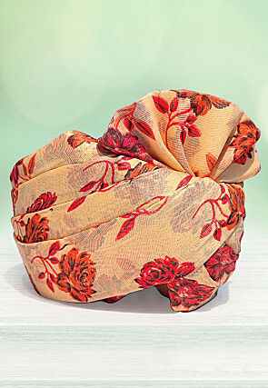 Digital Printed Cotton Kids Turban in Beige