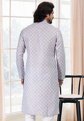 Digital Printed Cotton Kurta in Grey