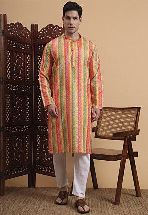 Digital Printed Cotton Kurta in Multicolor