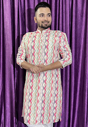 Digital Printed Cotton Kurta in Multicolor
