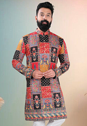 Digital Printed Cotton Kurta in Multicolor