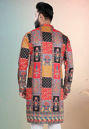 Digital Printed Cotton Kurta in Multicolor