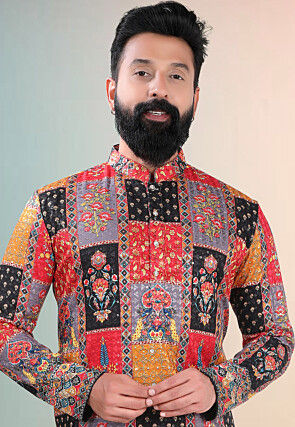 Digital Printed Cotton Kurta in Multicolor