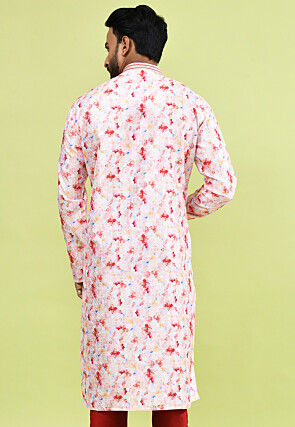 Digital Printed Cotton Kurta in Pink
