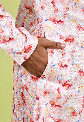 Digital Printed Cotton Kurta in Pink