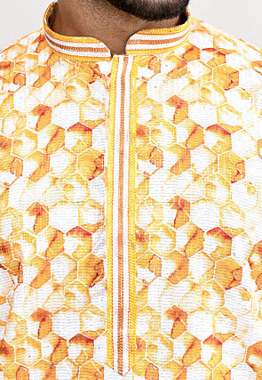 Digital Printed Cotton Kurta in Yellow