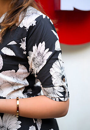 Digital Printed Cotton Kurta Set in Black