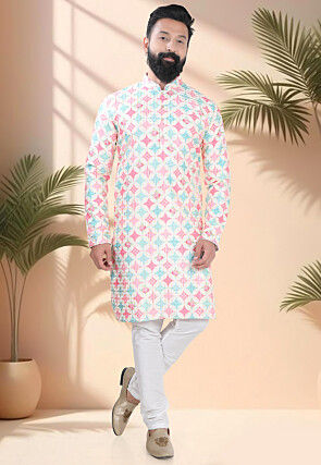 Digital Printed Cotton Kurta Set in Multicolor
