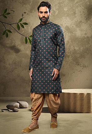 Digital Printed Cotton Kurta in Green
