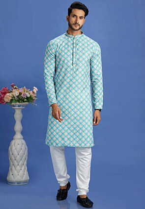 Men's Blue Kurta Pajama: Buy Latest Men's Ethnic Wear Online | Utsav ...