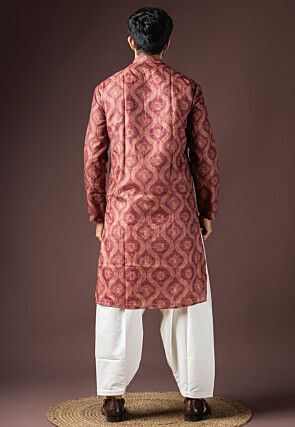Digital Printed Cotton Kurta Set in Maroon