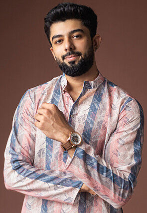 Digital Printed Cotton Kurta Set in Multicolor