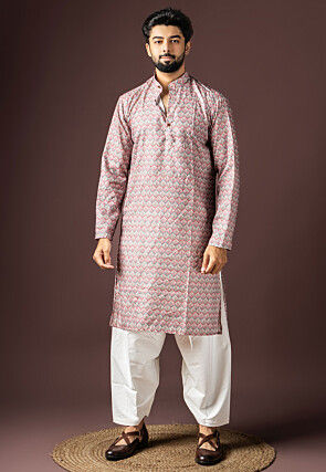 Digital Printed Cotton Kurta Set in Multicolor