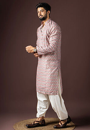 Digital Printed Cotton Kurta Set in Multicolor