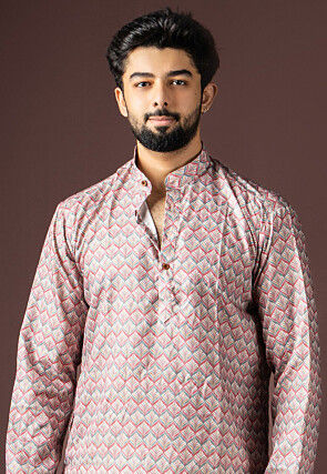 Digital Printed Cotton Kurta Set in Multicolor