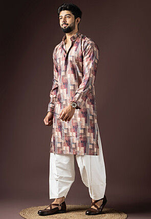 Digital Printed Cotton Kurta Set in Multicolor
