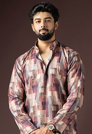 Digital Printed Cotton Kurta Set in Multicolor