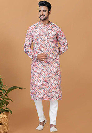 Men Short Sleeve Indian Cotton Casual Wear Indian Traditional Kurta  Multi-color