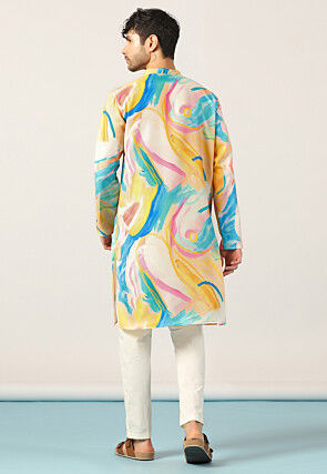 Digital Printed Cotton Kurta Set in Multicolor