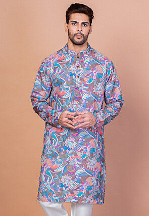 Digital Printed Cotton Kurta in Multicolor