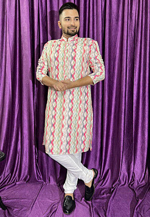 Digital Printed Cotton Kurta Set in Multicolor