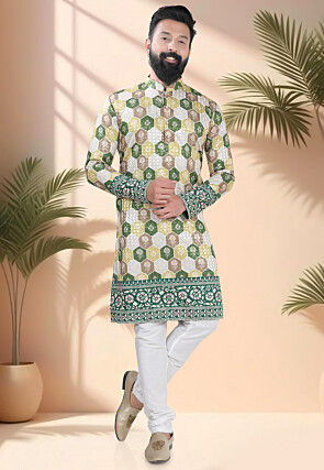 Digital Printed Cotton Kurta Set in Multicolor