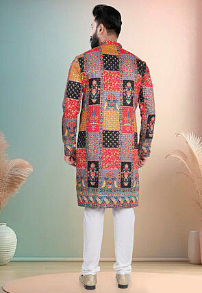 Digital Printed Cotton Kurta Set in Multicolor