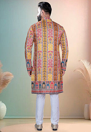 Digital Printed Cotton Kurta Set in Multicolor