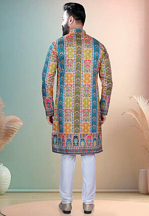 Digital Printed Cotton Kurta Set in Multicolor