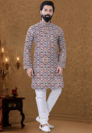 Digital Printed Cotton Kurta Set in Multicolor