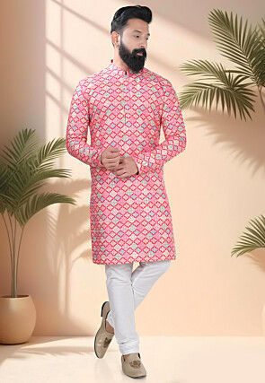 Digital Printed Cotton Kurta Set in Multicolor