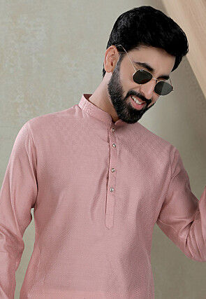 Digital Printed Cotton Kurta Set in Pink