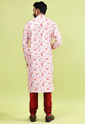 Digital Printed Cotton Kurta Set in Pink