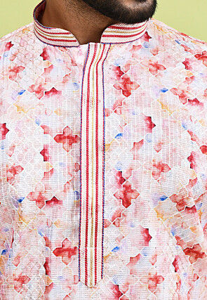 Digital Printed Cotton Kurta Set in Pink