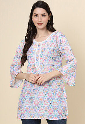 Digital Printed Cotton Kurti in Multicolor