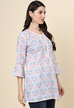 Digital Printed Cotton Kurti in Multicolor
