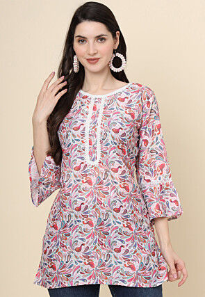 Digital Printed Cotton Kurti in Multicolor