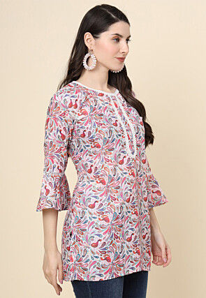 Digital Printed Cotton Kurti in Multicolor