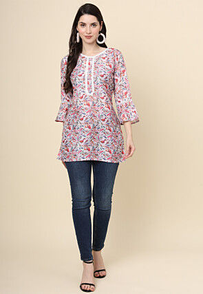 Digital Printed Cotton Kurti in Multicolor