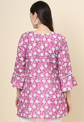Digital Printed Cotton Kurti in Purple