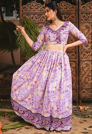 Designer Purple Georgette Thread Embroidered Lehenga Choli Set For Wom –  tapee.in