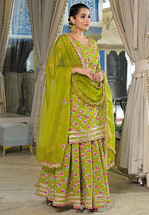 Digital Printed Cotton Pakistani Suit in Light Green