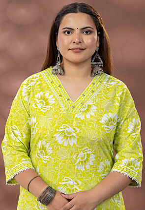 Digital Printed Cotton Pakistani Suit in Light Green