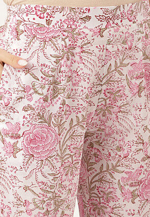 Digital Printed Cotton Pakistani Suit in Off White