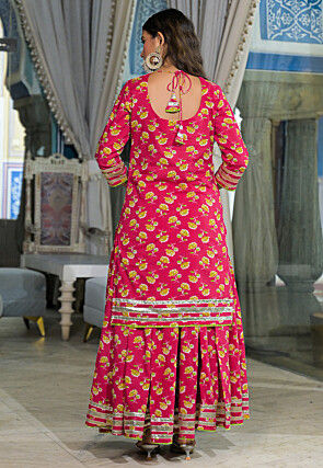 Digital Printed Cotton Pakistani Suit in Pink