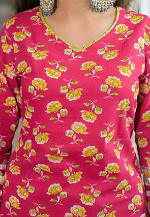 Digital Printed Cotton Pakistani Suit in Pink