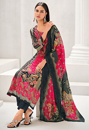 Digital Printed Cotton Pakistani Suit in Pink