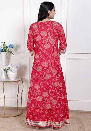 Digital Printed Cotton Pakistani Suit in Red