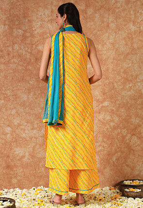 Digital Printed Cotton Pakistani Suit in Yellow